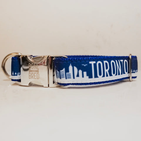 Toronto Dog Collar - Blue + Silver