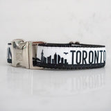 Toronto dog collar  in black and white with silver buckle